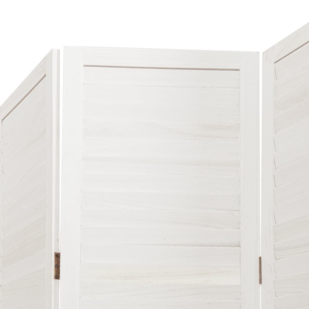 Room divider, 4 segments, white, solid paulownia wood