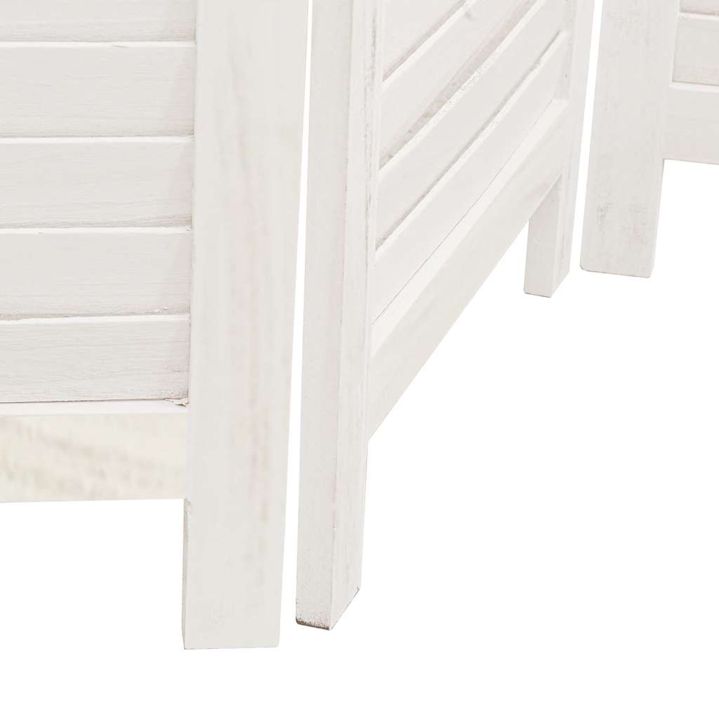 Room divider, 4 segments, white, solid paulownia wood