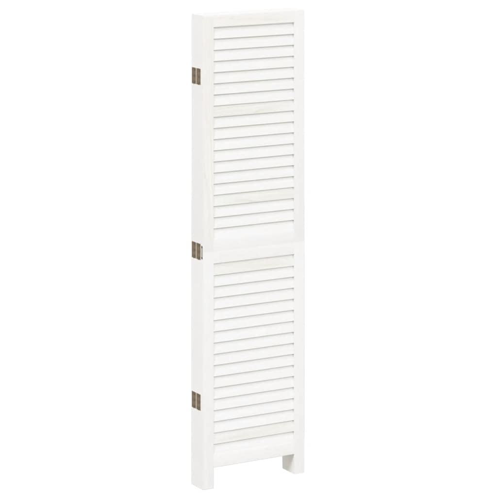 Room divider, 5 panels, white, solid paulownia wood