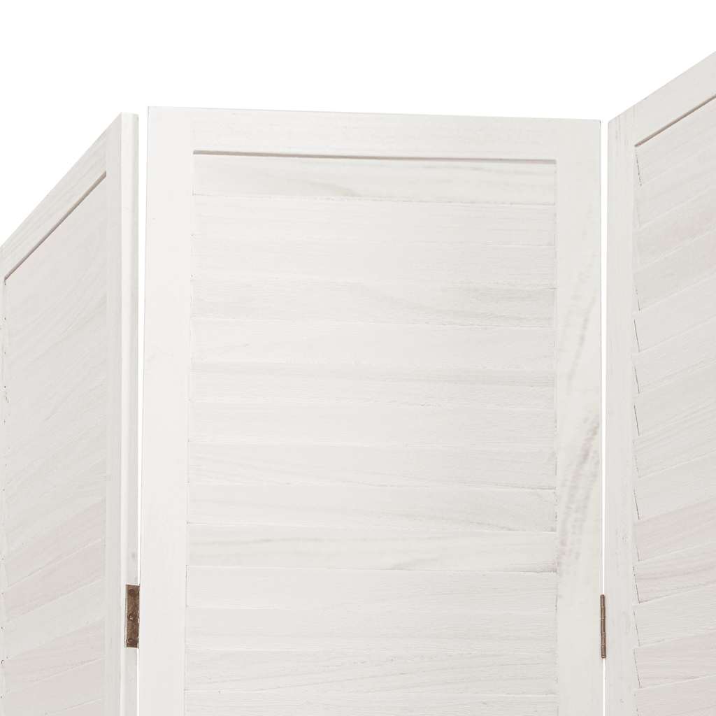 Room divider, 5 panels, white, solid paulownia wood