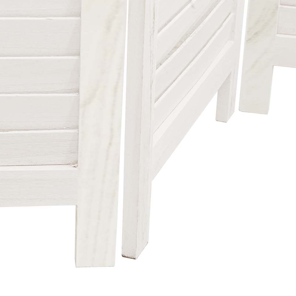 Room divider, 5 panels, white, solid paulownia wood