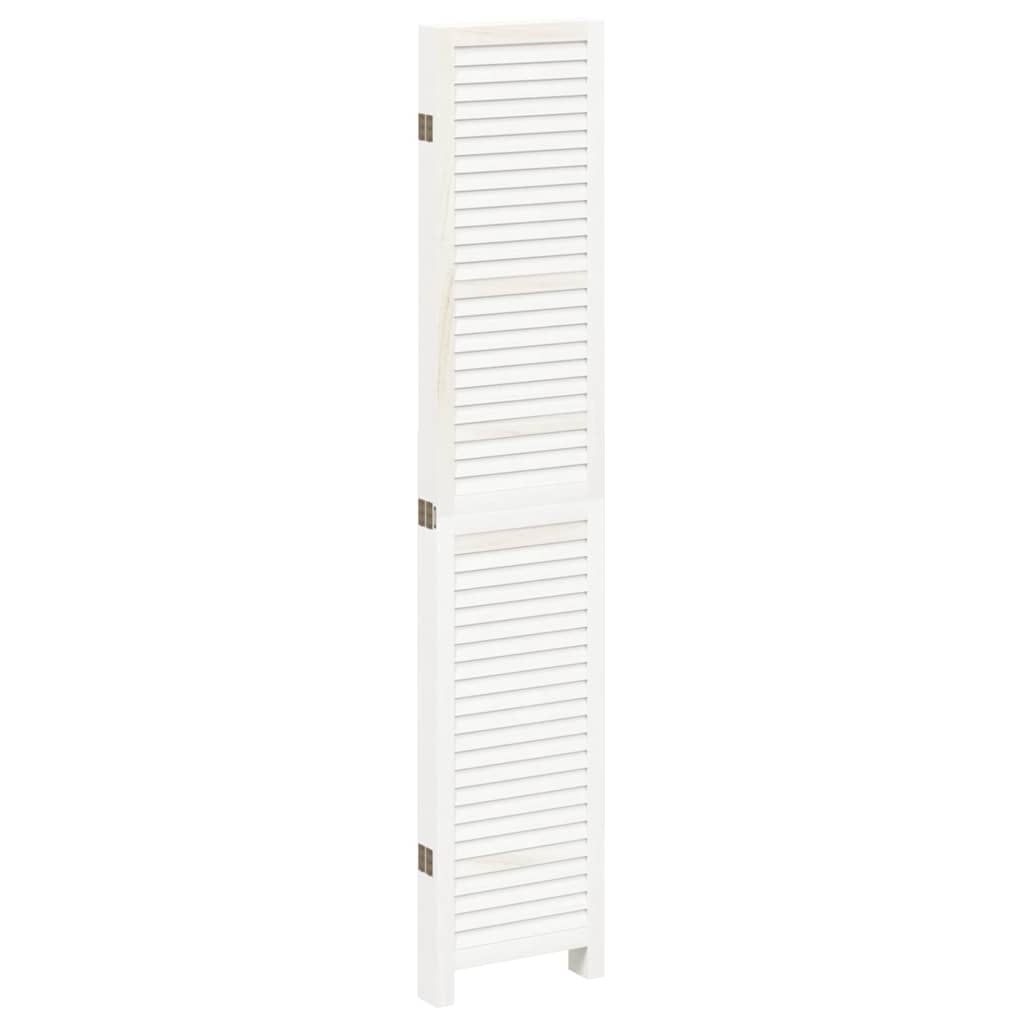 Room divider, 5 panels, white, solid paulownia wood