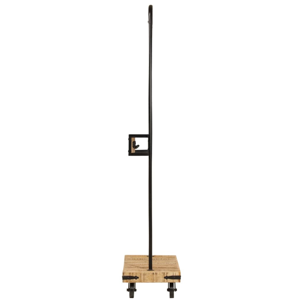 Clothes rack with wheels, 90x35x190cm, mango wood and iron
