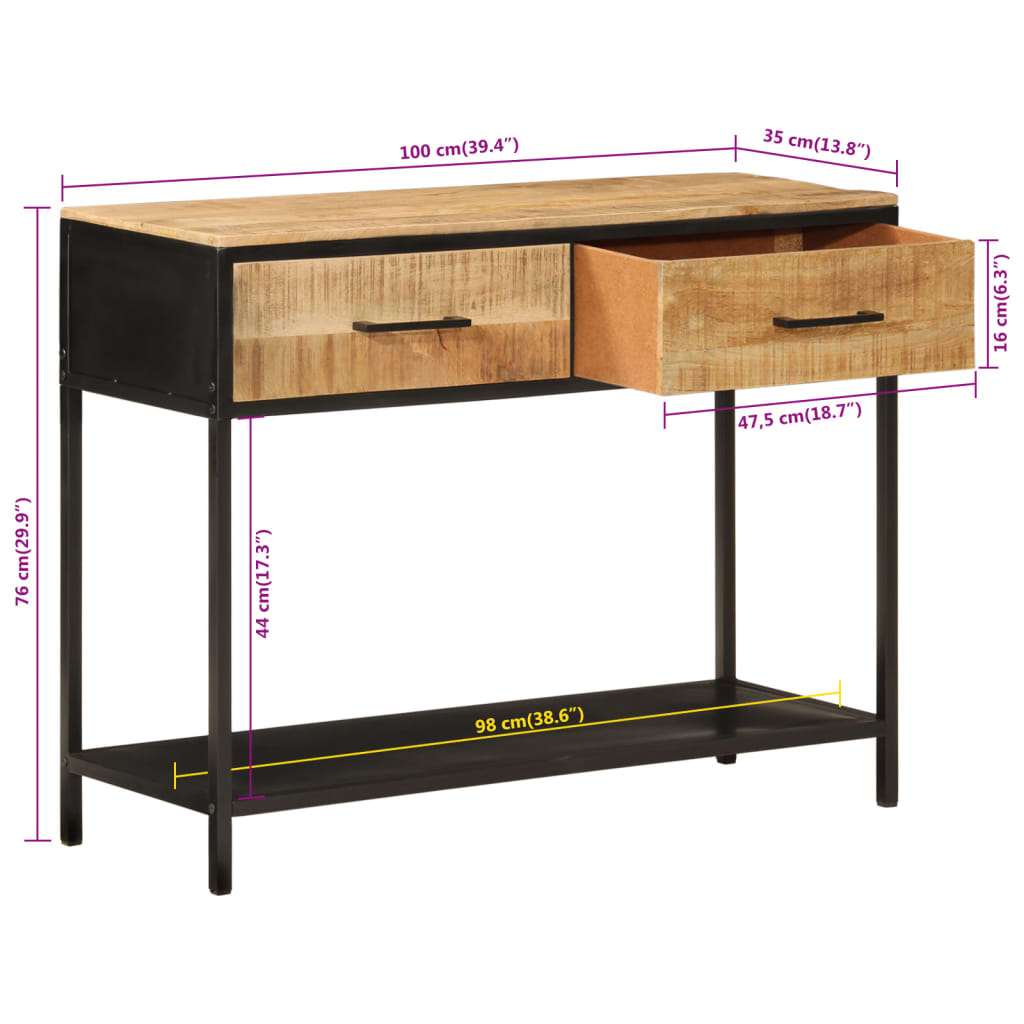 Console table TYLER, mango wood
