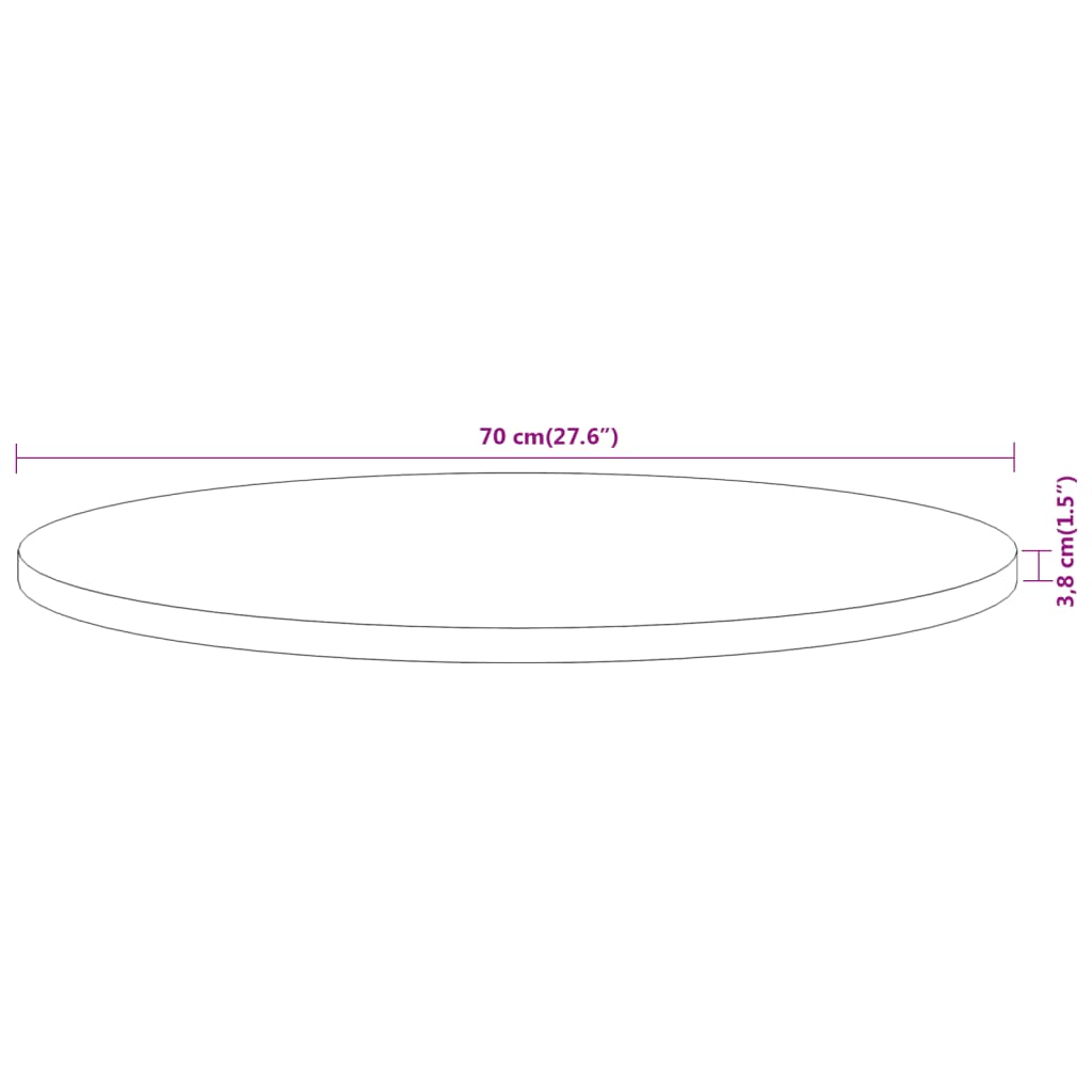 Tabletop, Ø70x3.8 cm, solid acacia wood, round