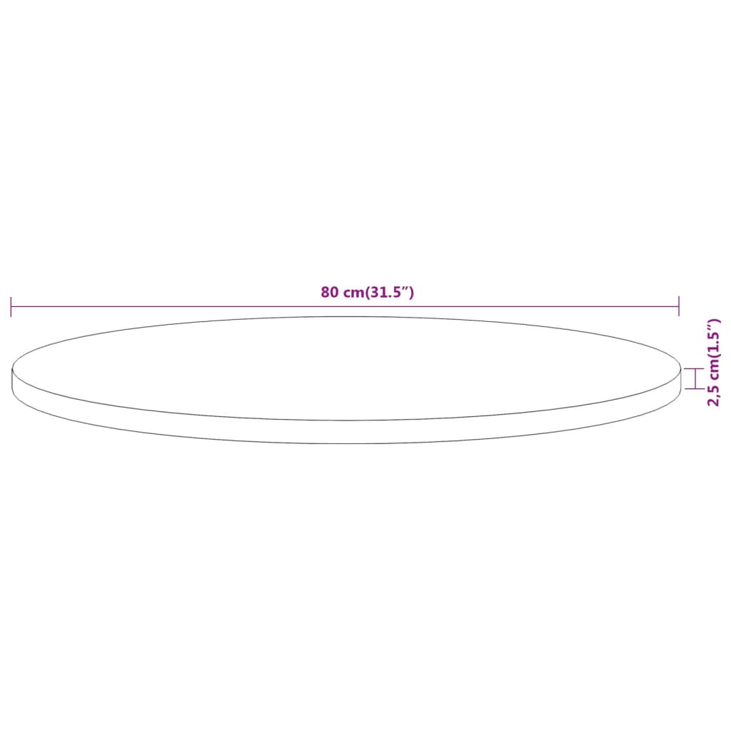 Tabletop, 80x2.5cm, solid acacia wood, round