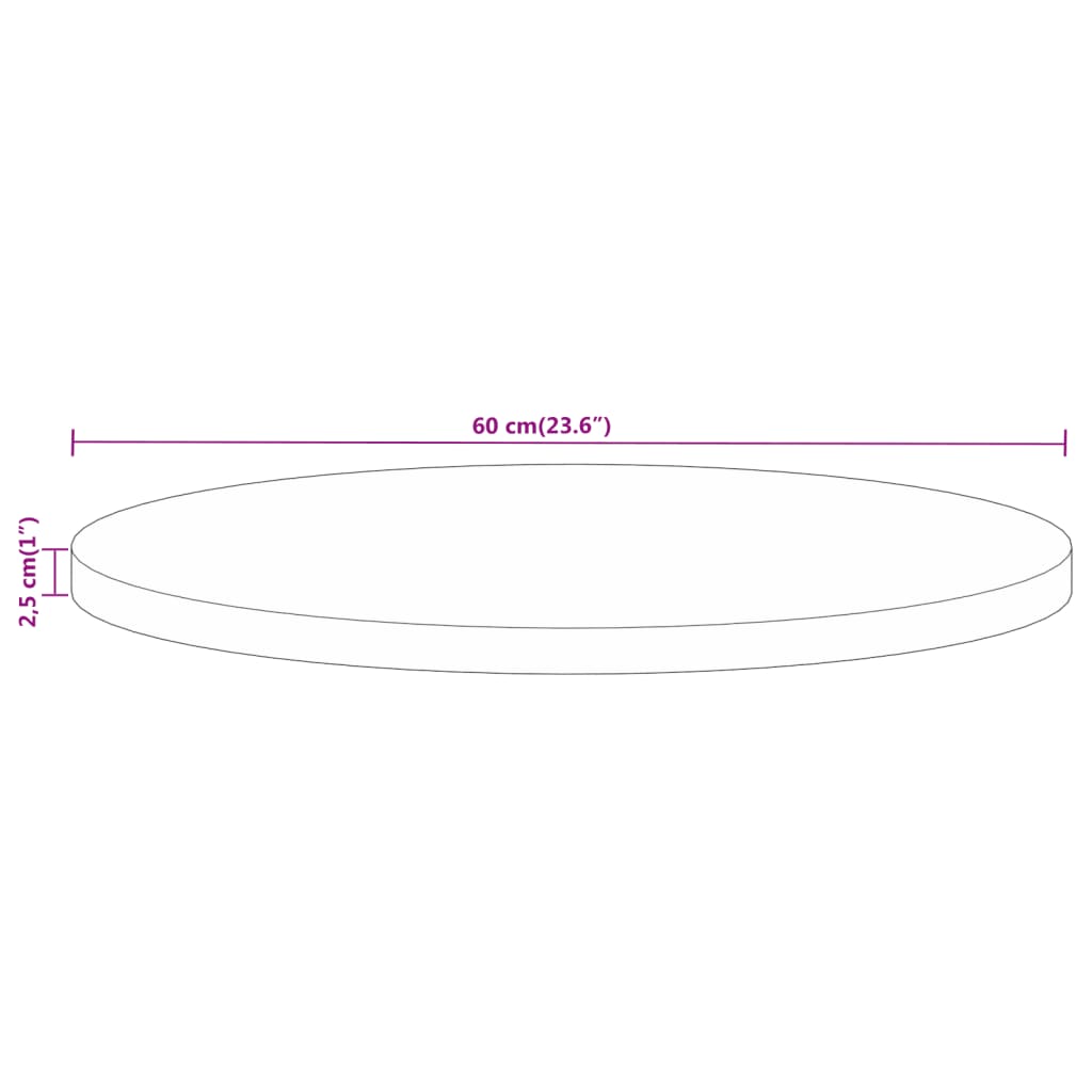 Tabletop, 60x2.5cm, solid mango wood, round
