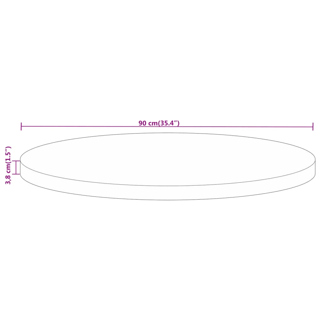 Tabletop, 90x3.8cm, solid mango wood, round
