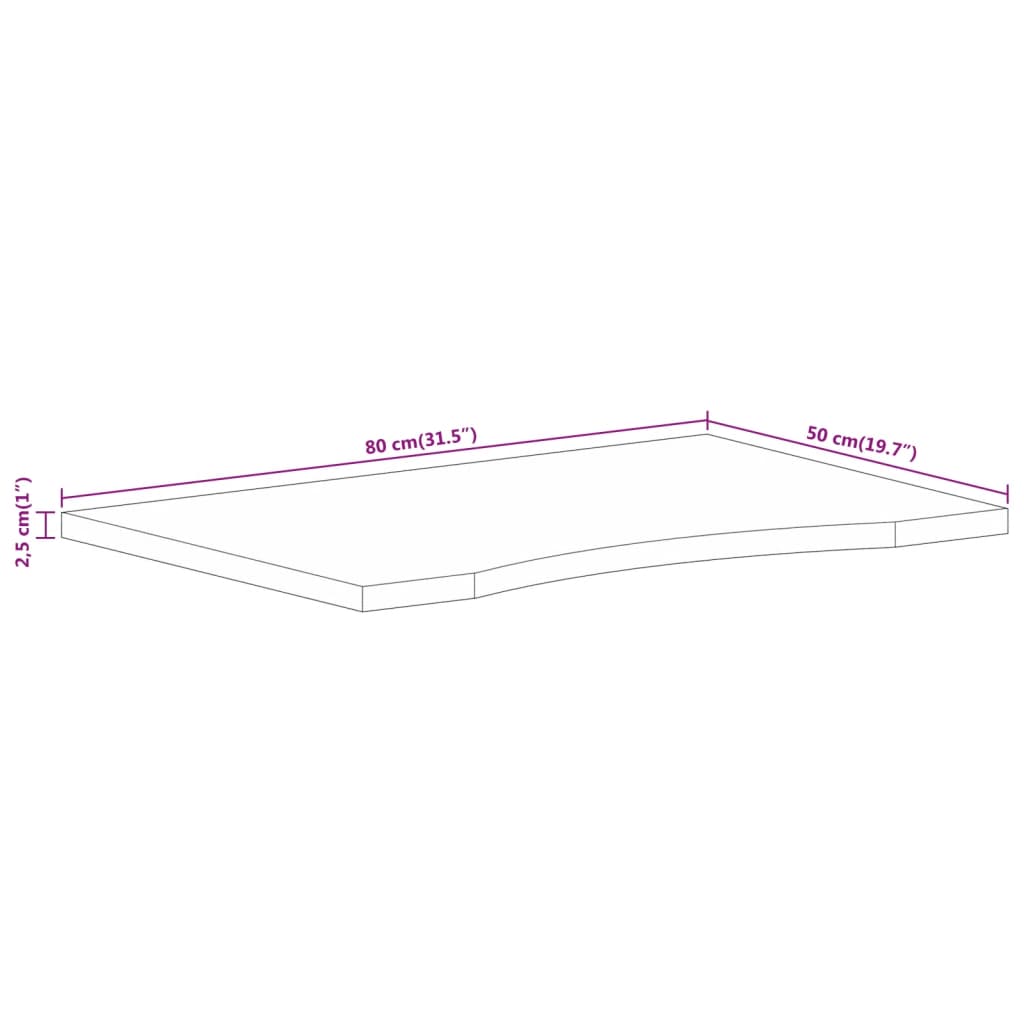 stalviršis su išlenkta 80x50x2,5 cm medžio masyvo grubus mango