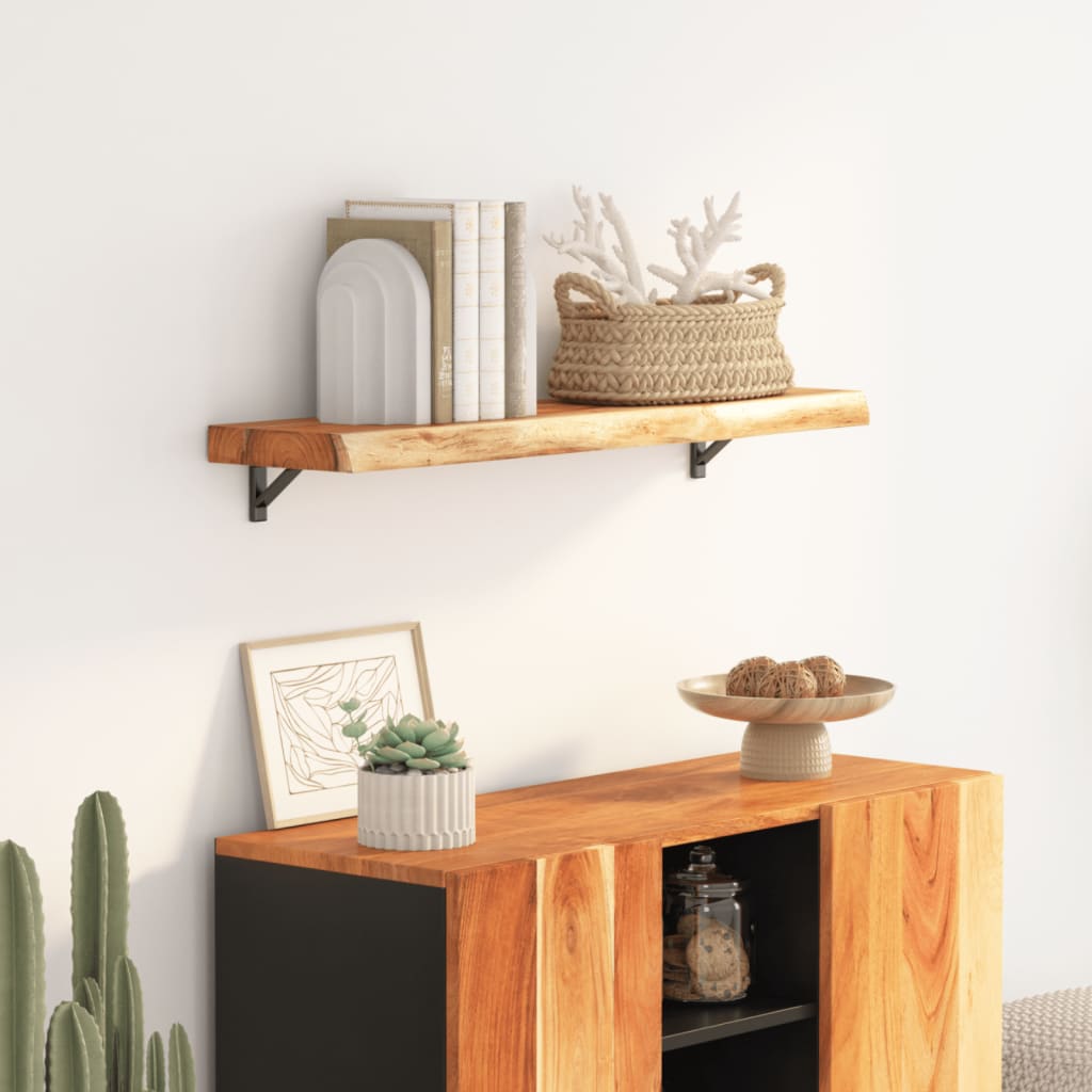 Wall shelf, 100x20x2.5cm, solid acacia, with live edge
