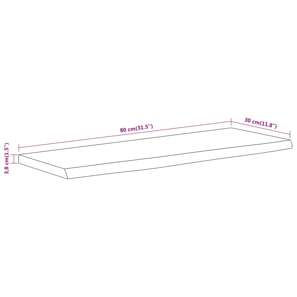 Wall shelf, 80x30x3.8cm, solid acacia wood, live edge