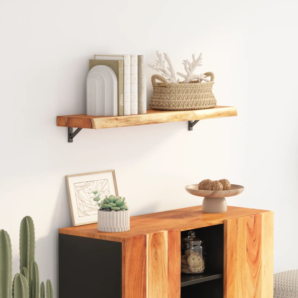 Wall shelf, 80x30x3.8cm, solid acacia wood, live edge