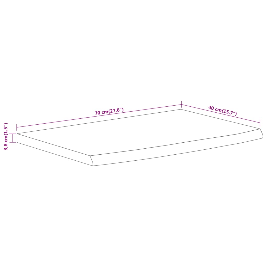 Wall shelf, 70x40x3.8cm, solid acacia, with live edge