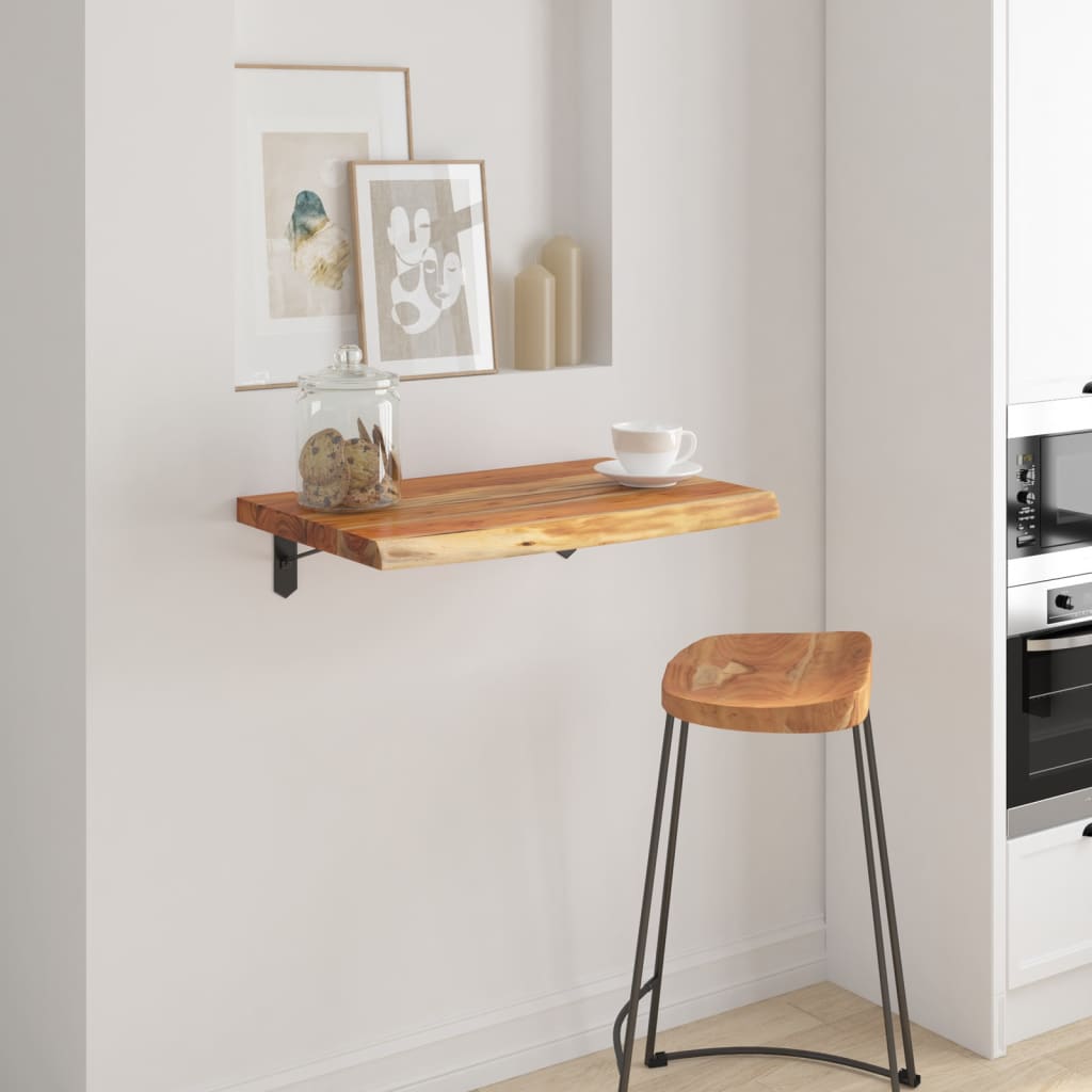 Wall shelf, 70x40x3.8cm, solid acacia, with live edge