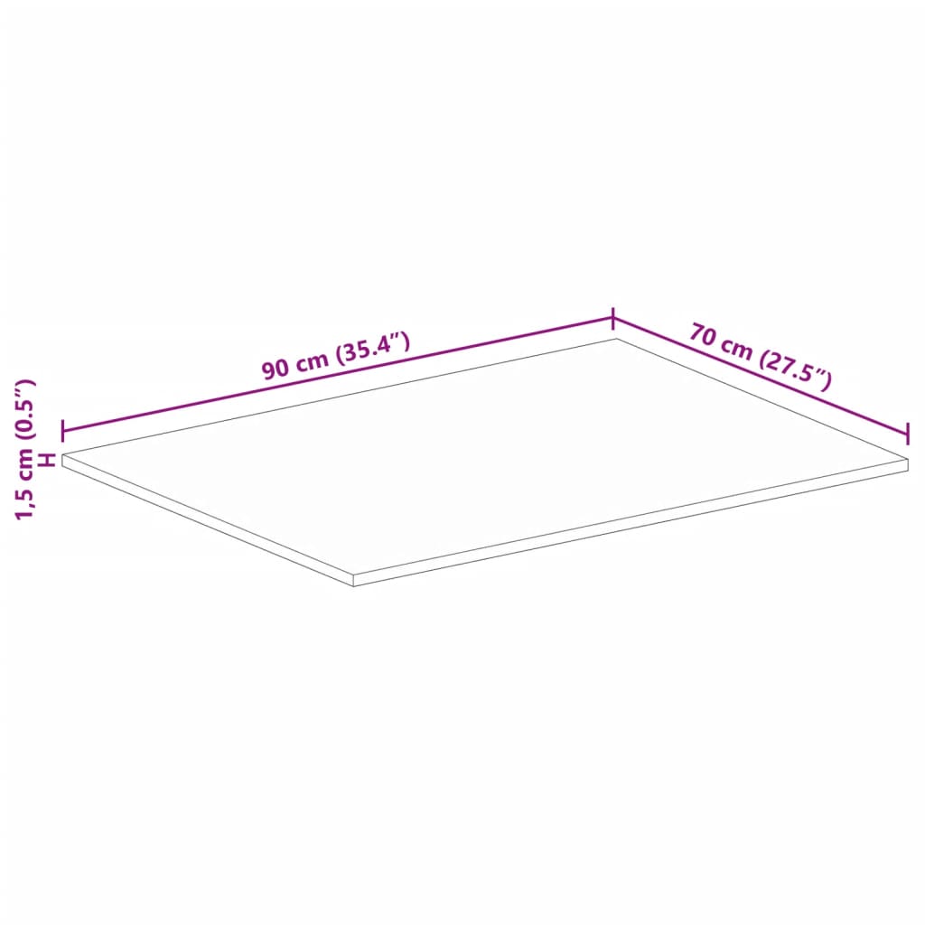 Tabletop, 90x70x1.5cm, reclaimed wood, rectangular