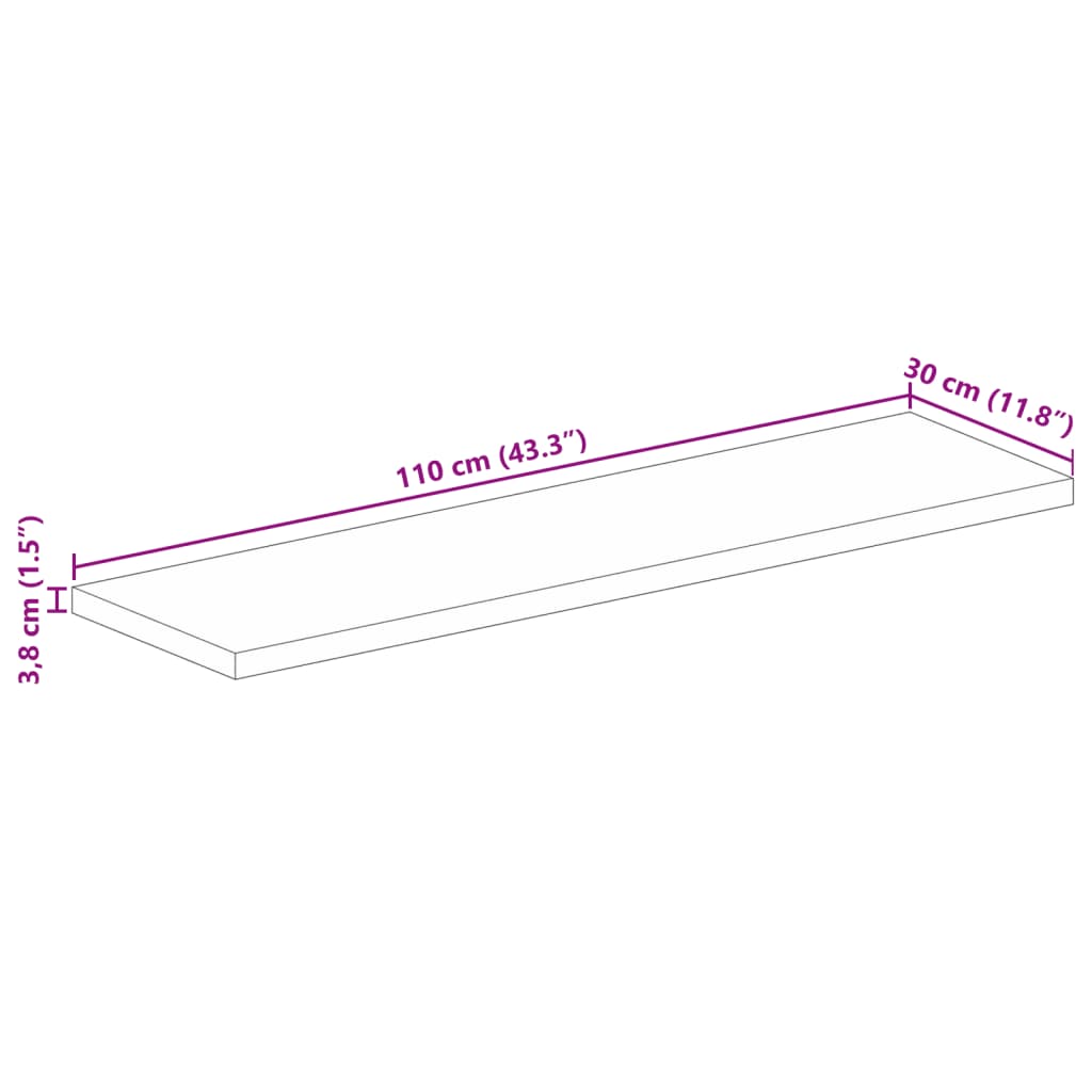 Tabletop, 110x30x3.8 cm, reclaimed wood, rectangular