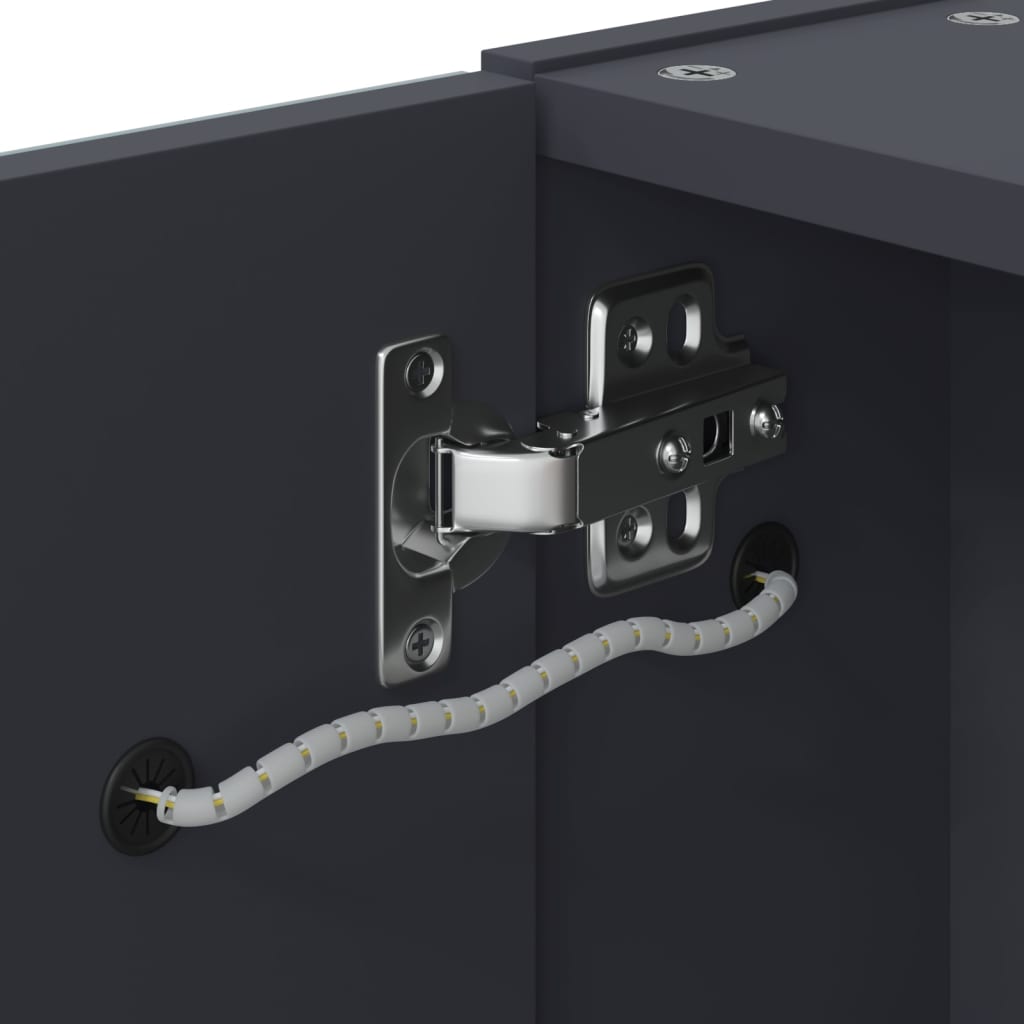 Veidrodinė vonios kambario spintelė su LED, pilka, 45x13x52cm