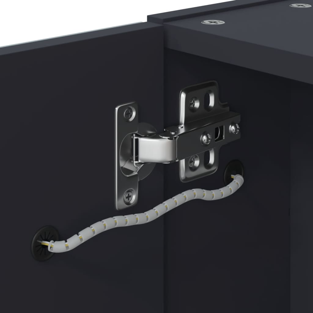 Veidrodinė vonios kambario spintelė su LED, pilka, 60x13x52cm