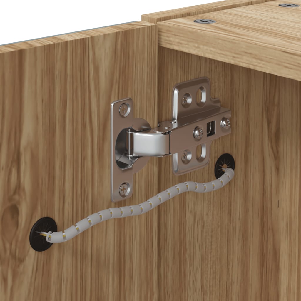 Veidrodinė vonios kambario spintelė su LED, ąžuolo, 60x13x52cm