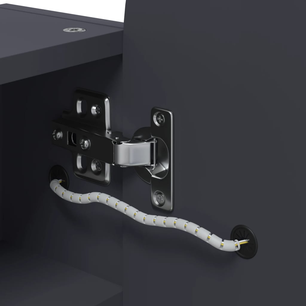 Spoguļskapītis vannasistabai ar LED, pelēks, 42x13x70cm
