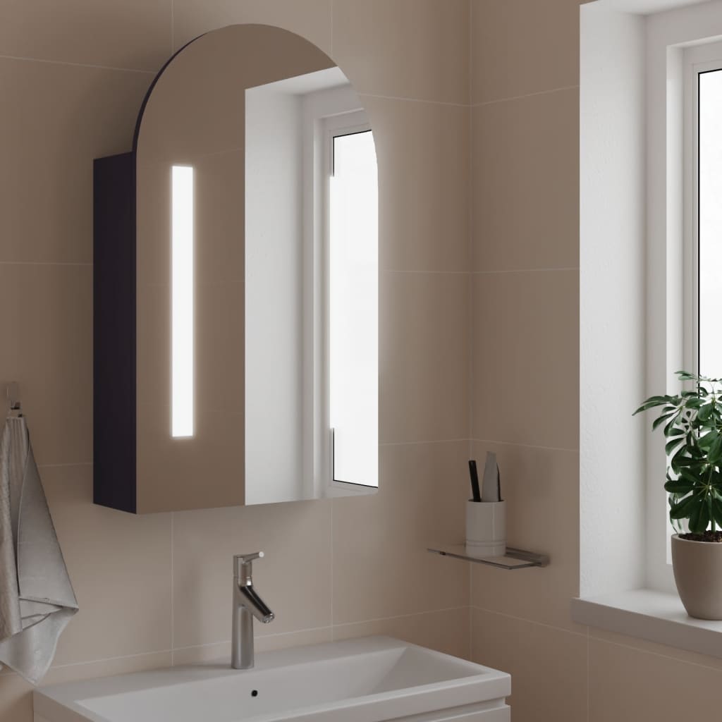 Spoguļskapītis vannasistabai ar LED, pelēks, 42x13x70cm