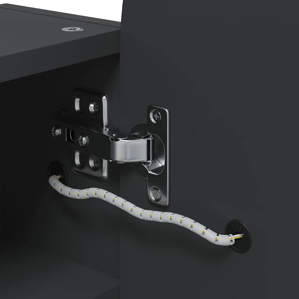 LED mirror bathroom cabinet, black, 42x13x70cm