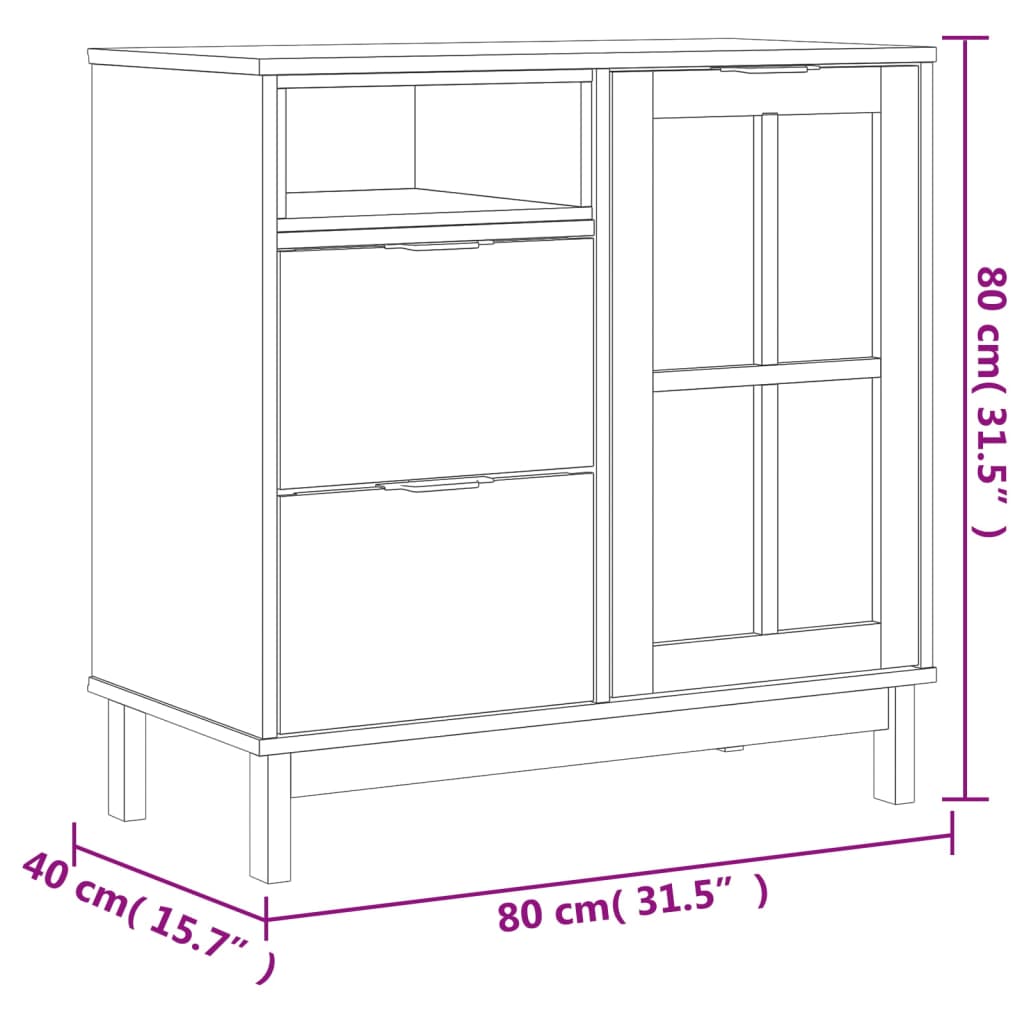 Sideboard with doors FLAM, 80x40x80cm, solid pine