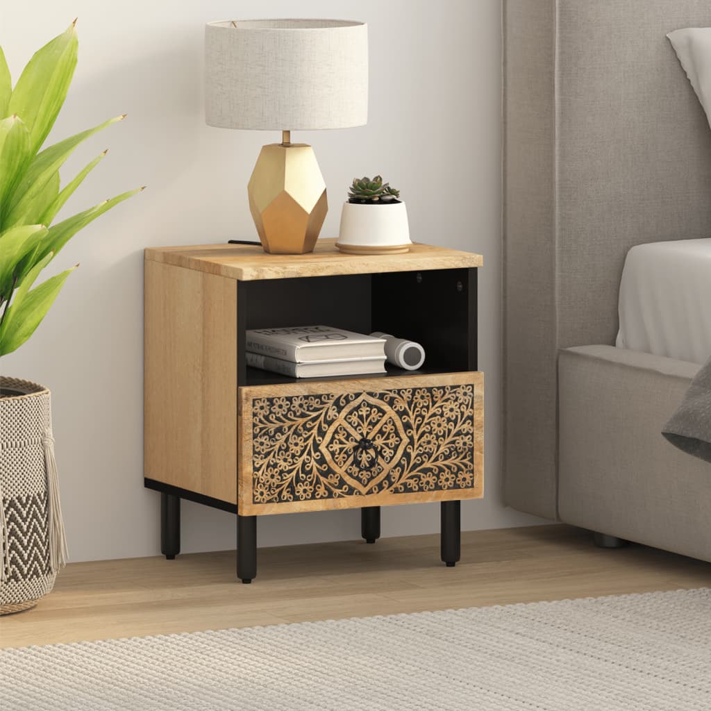 Bedside cabinet, 40x33x46cm, solid mango wood