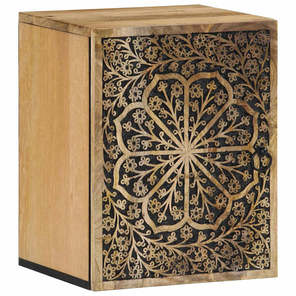 Solid mango wood wall-mounted bathroom cabinet, 38x33x48 cm