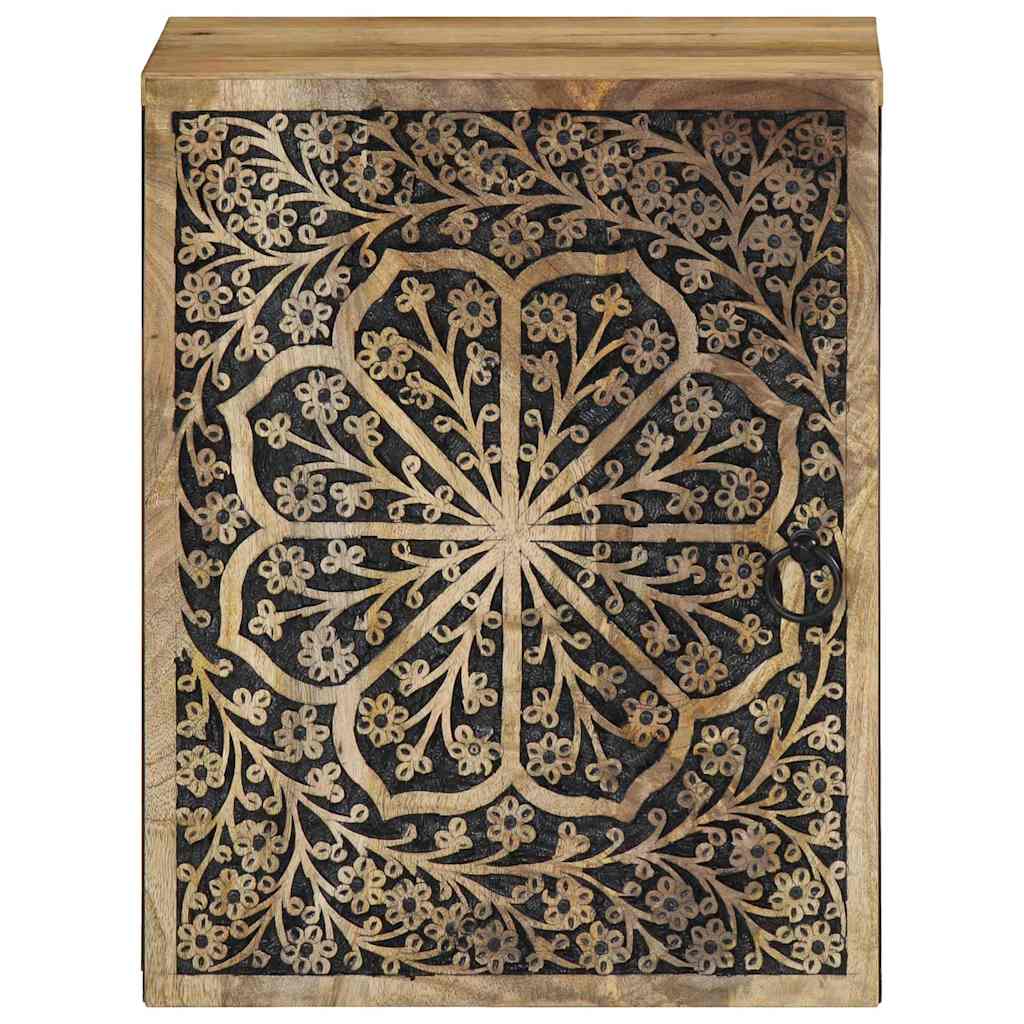 Solid mango wood wall-mounted bathroom cabinet, 38x33x48 cm