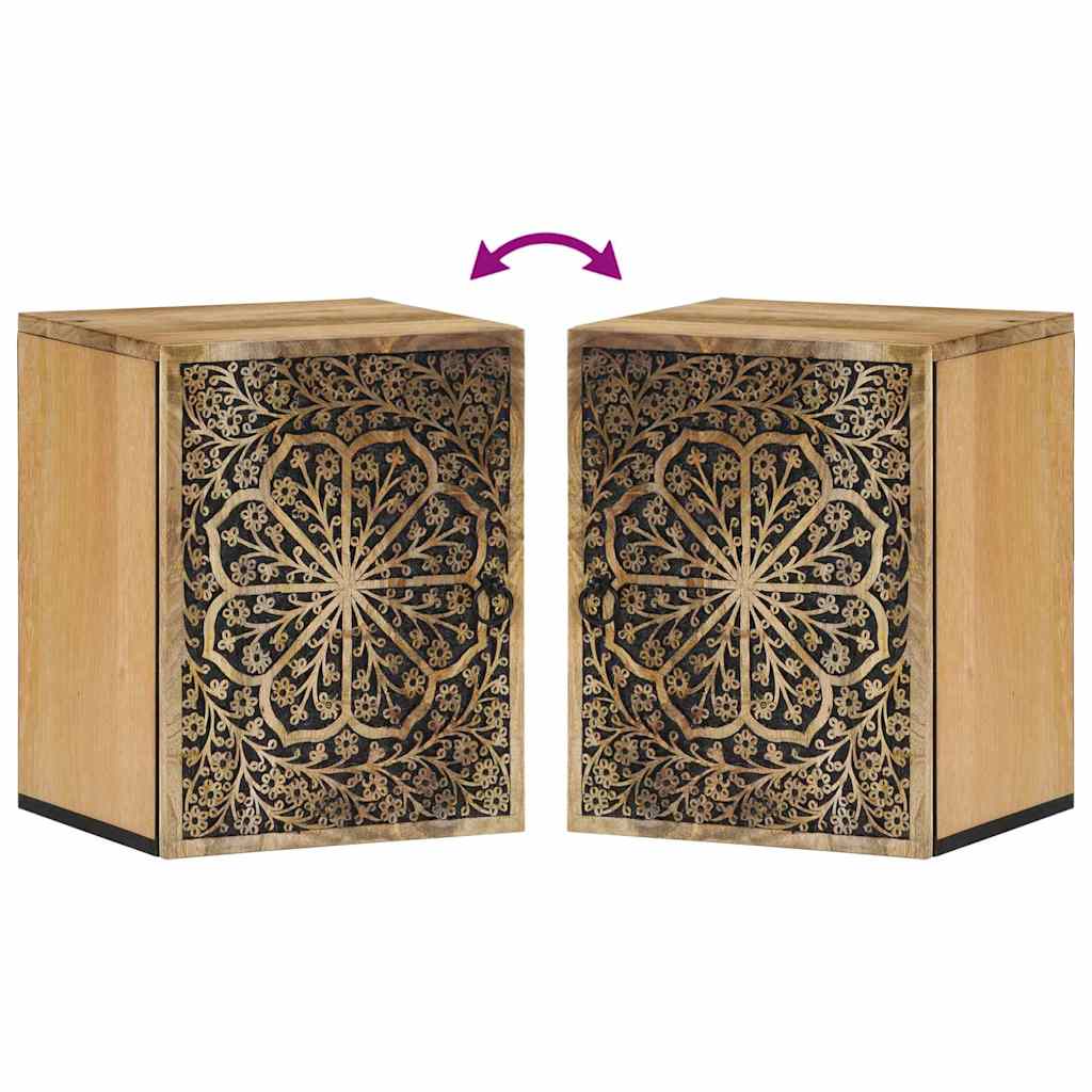 Solid mango wood wall-mounted bathroom cabinet, 38x33x48 cm