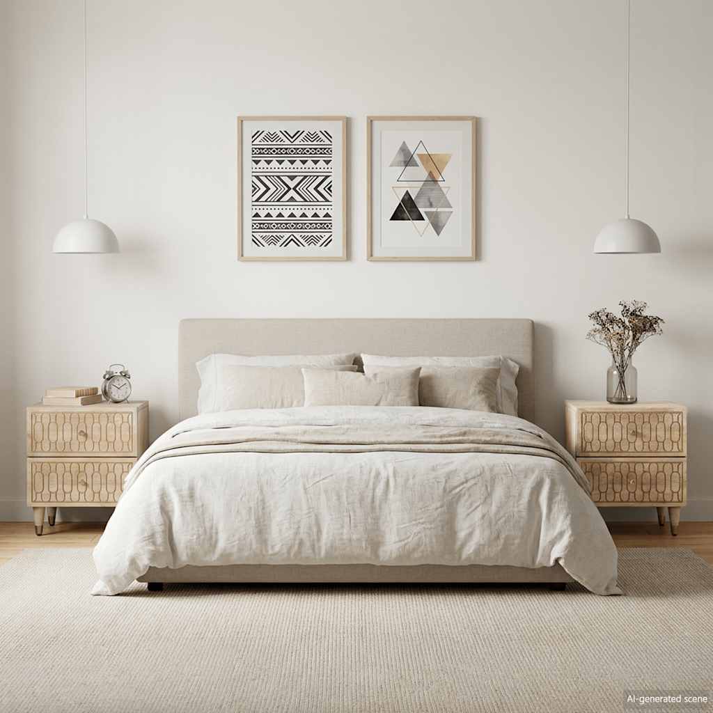 Bedside cabinets, 2 pcs., 40x33x46cm, solid mango wood