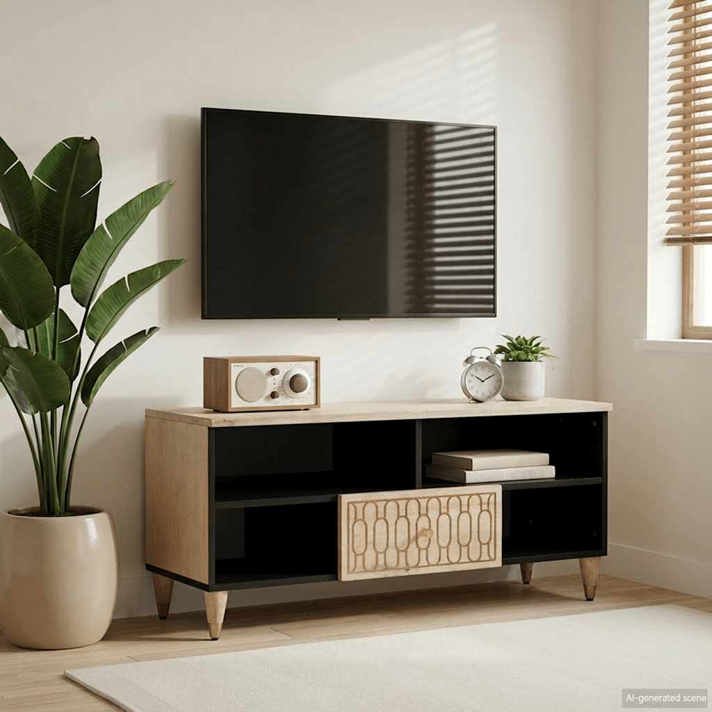 Televizoriaus spintelė, 100x33x46cm, mango medienos masyvas