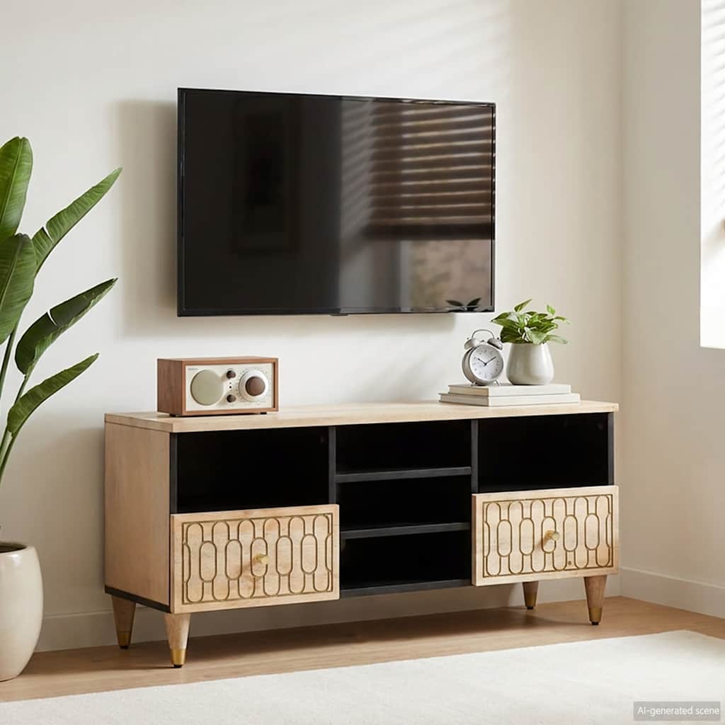 Televizoriaus spintelė, 100x33x46cm, mango medienos masyvas