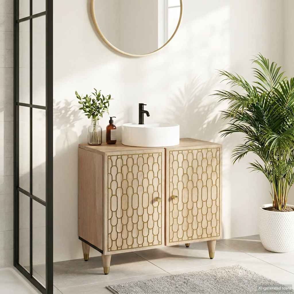 Bathroom vanity unit, 62x33x58cm, solid mango wood
