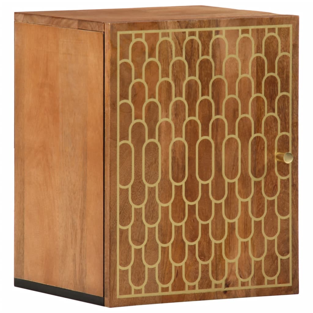 Solid mango wood wall-mounted bathroom cabinet, 38x33x48 cm