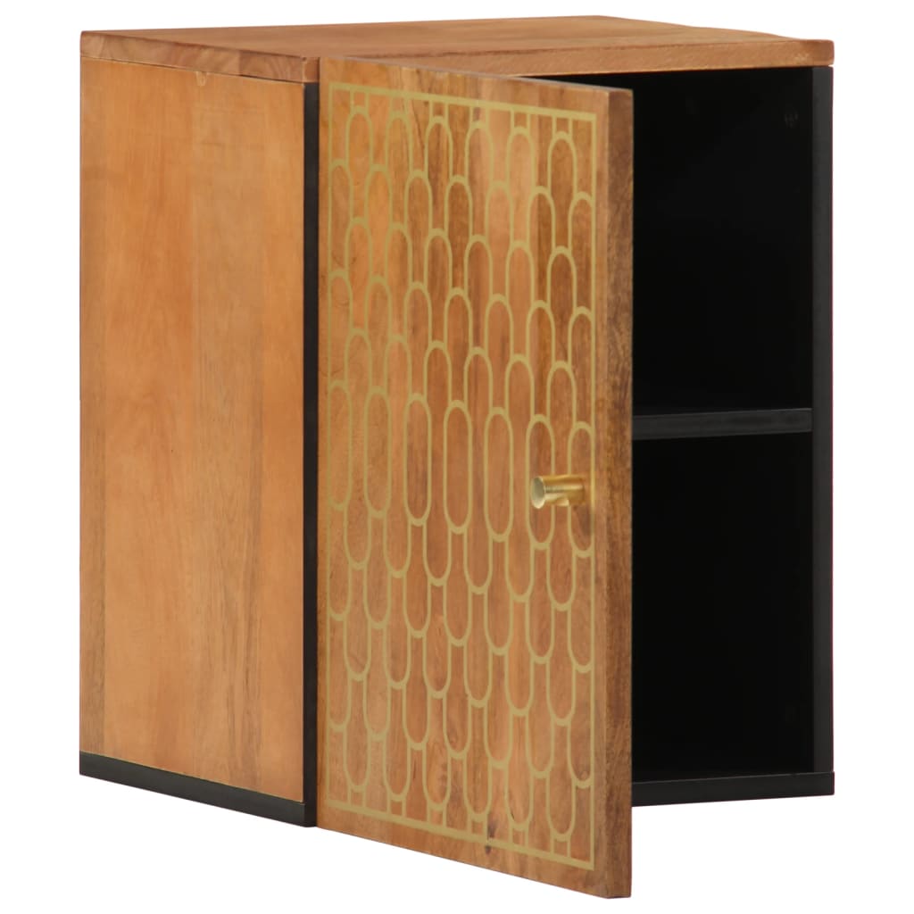 Solid mango wood wall-mounted bathroom cabinet, 38x33x48 cm