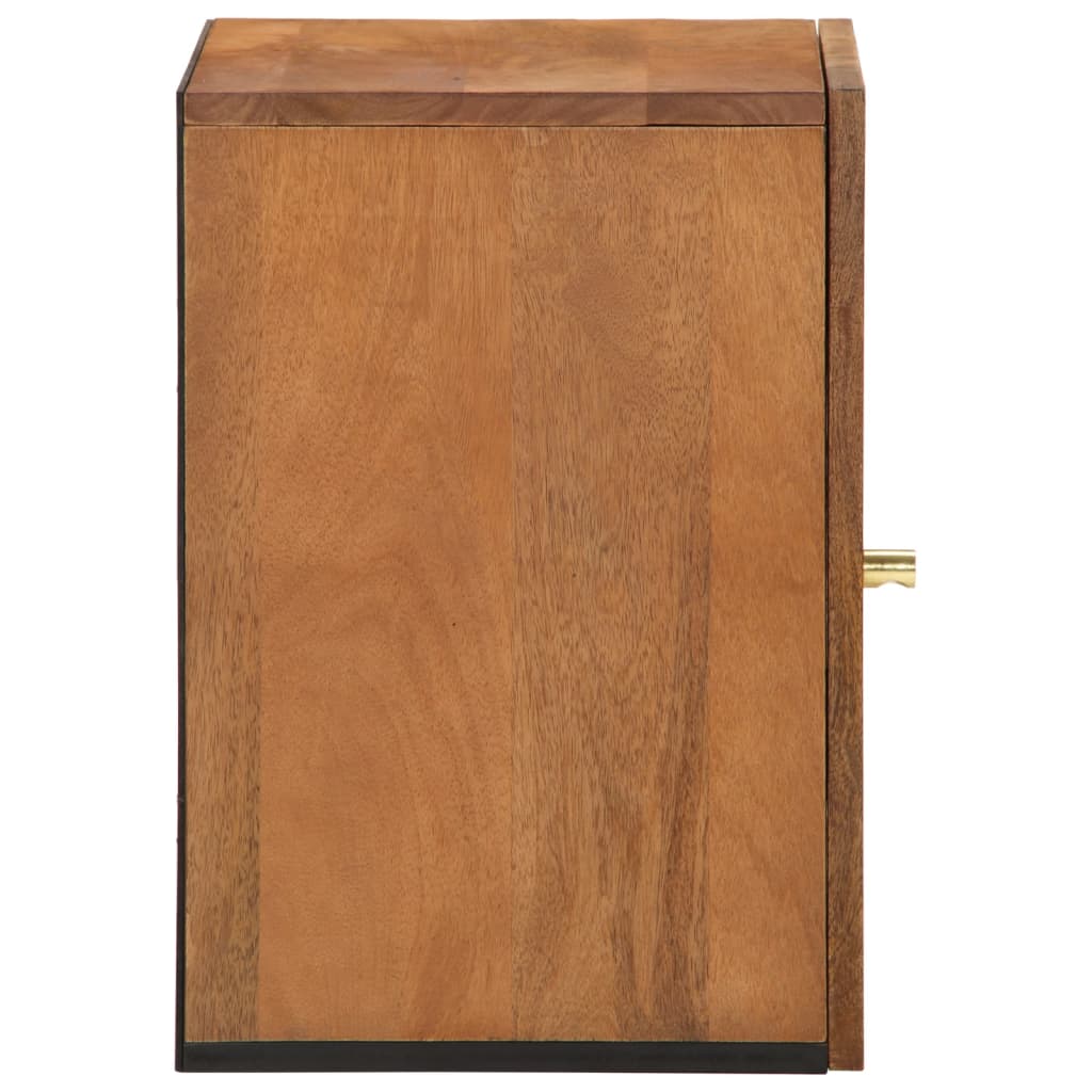Solid mango wood wall-mounted bathroom cabinet, 38x33x48 cm