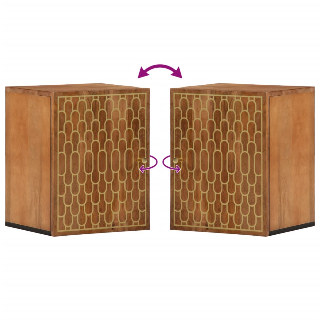 Solid mango wood wall-mounted bathroom cabinet, 38x33x48 cm