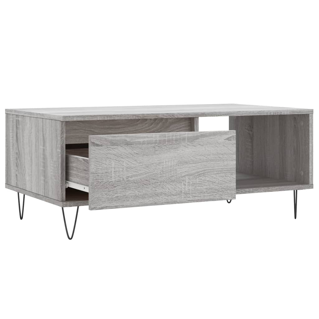 Coffee table, grey oak, 90x50x36.5cm, engineered wood