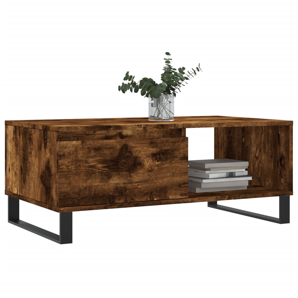 Coffee table, smoked oak, 90x50x36.5cm, engineered wood