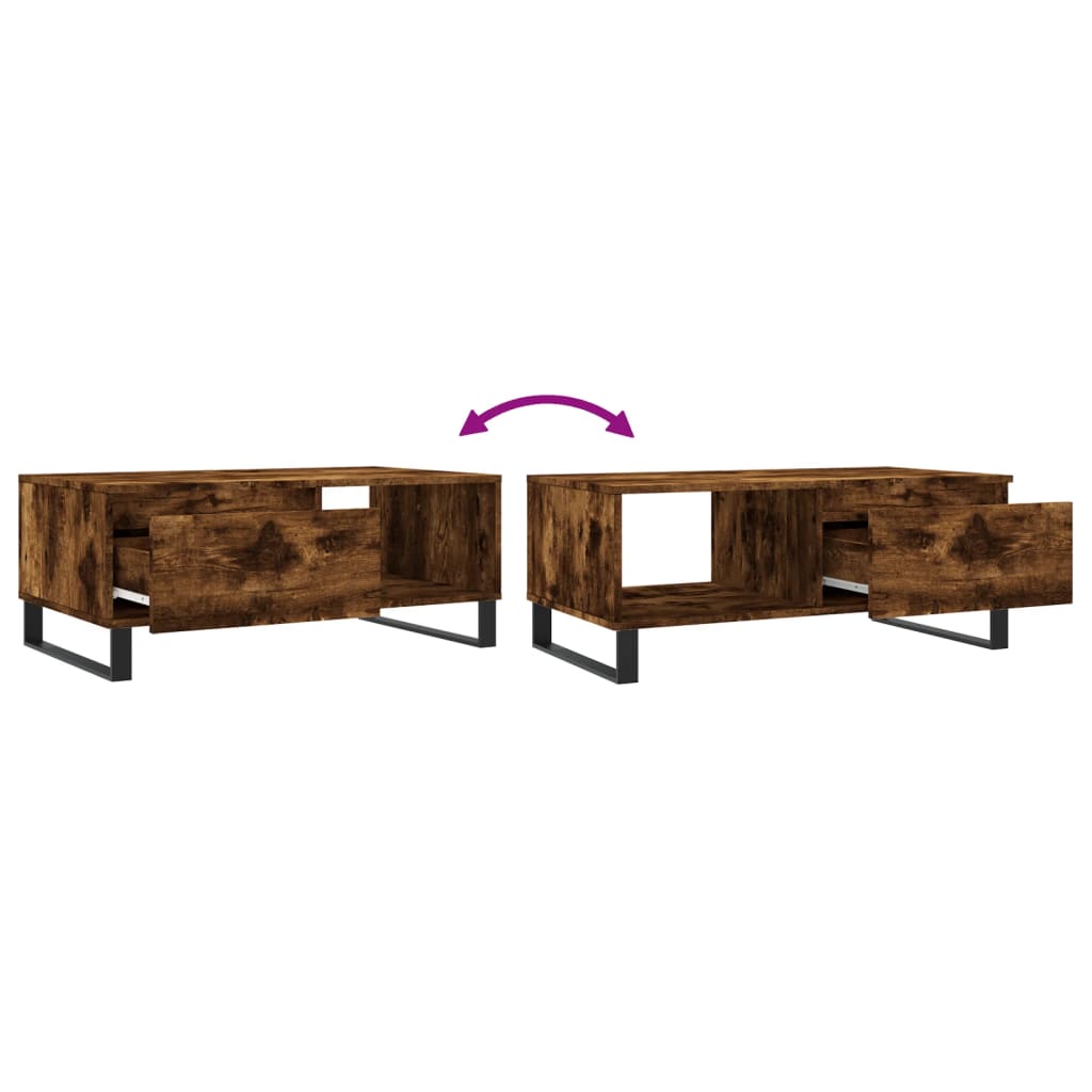 Coffee table, smoked oak, 90x50x36.5cm, engineered wood