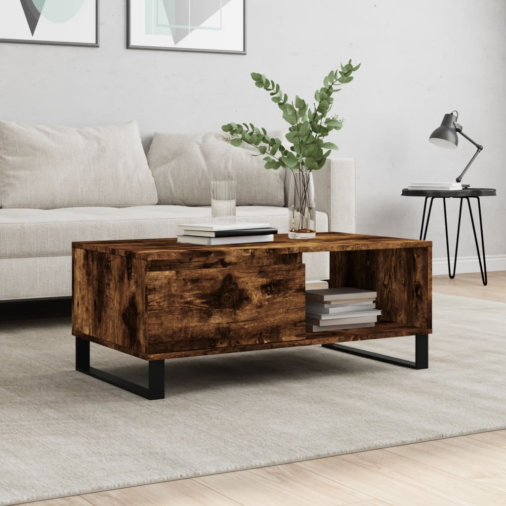 Coffee table, smoked oak, 90x50x36.5cm, engineered wood