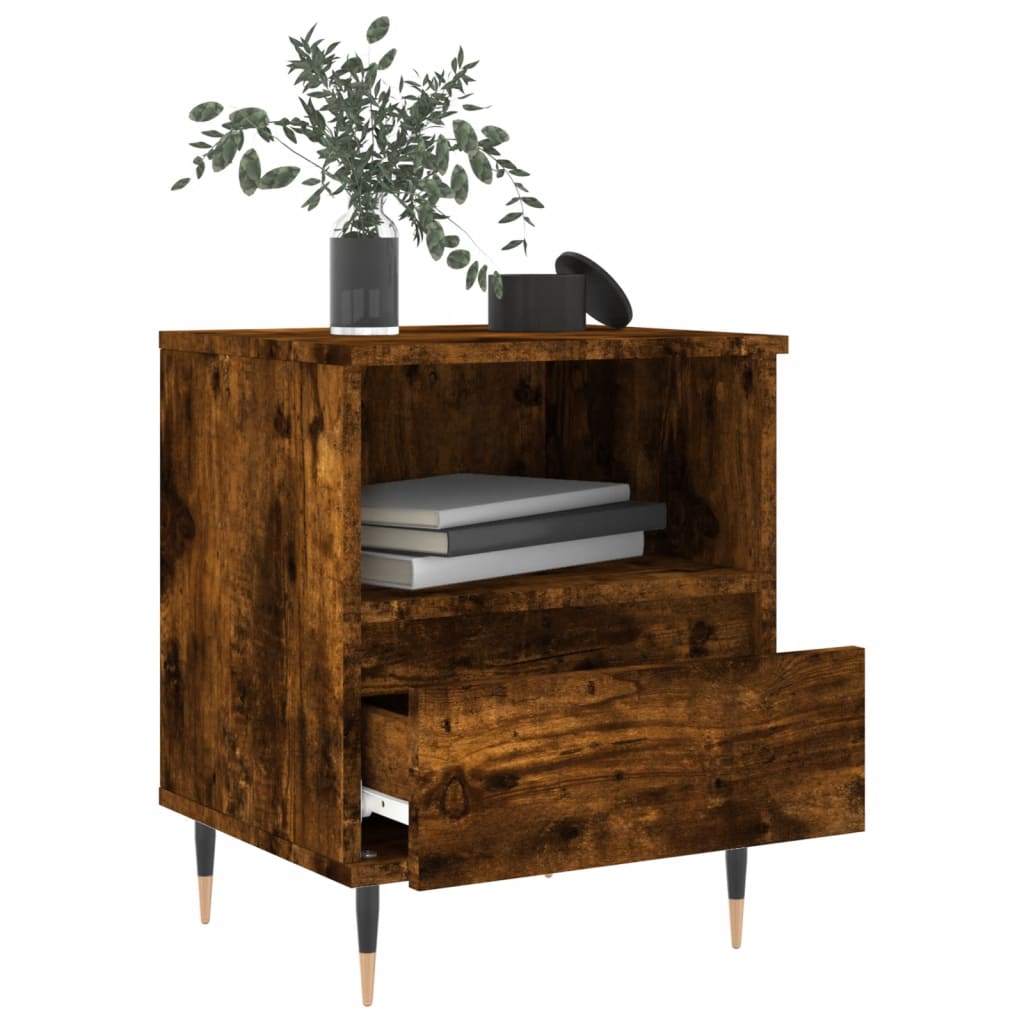 Bedside table, smoky oak, 40x35x50cm, engineered wood