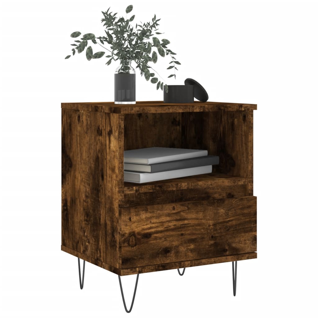 Bedside table, smoky oak, 40x35x50cm, engineered wood