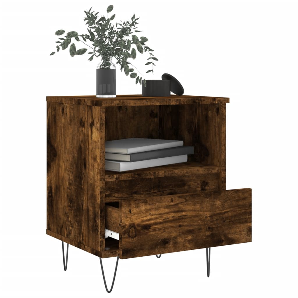 Bedside table, smoky oak, 40x35x50cm, engineered wood