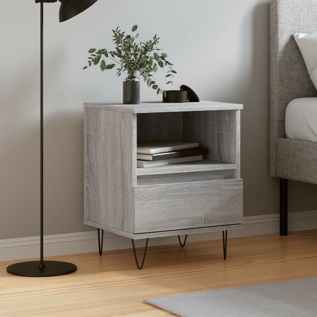 Nightstand, gray oak, 40x35x50cm, engineered wood
