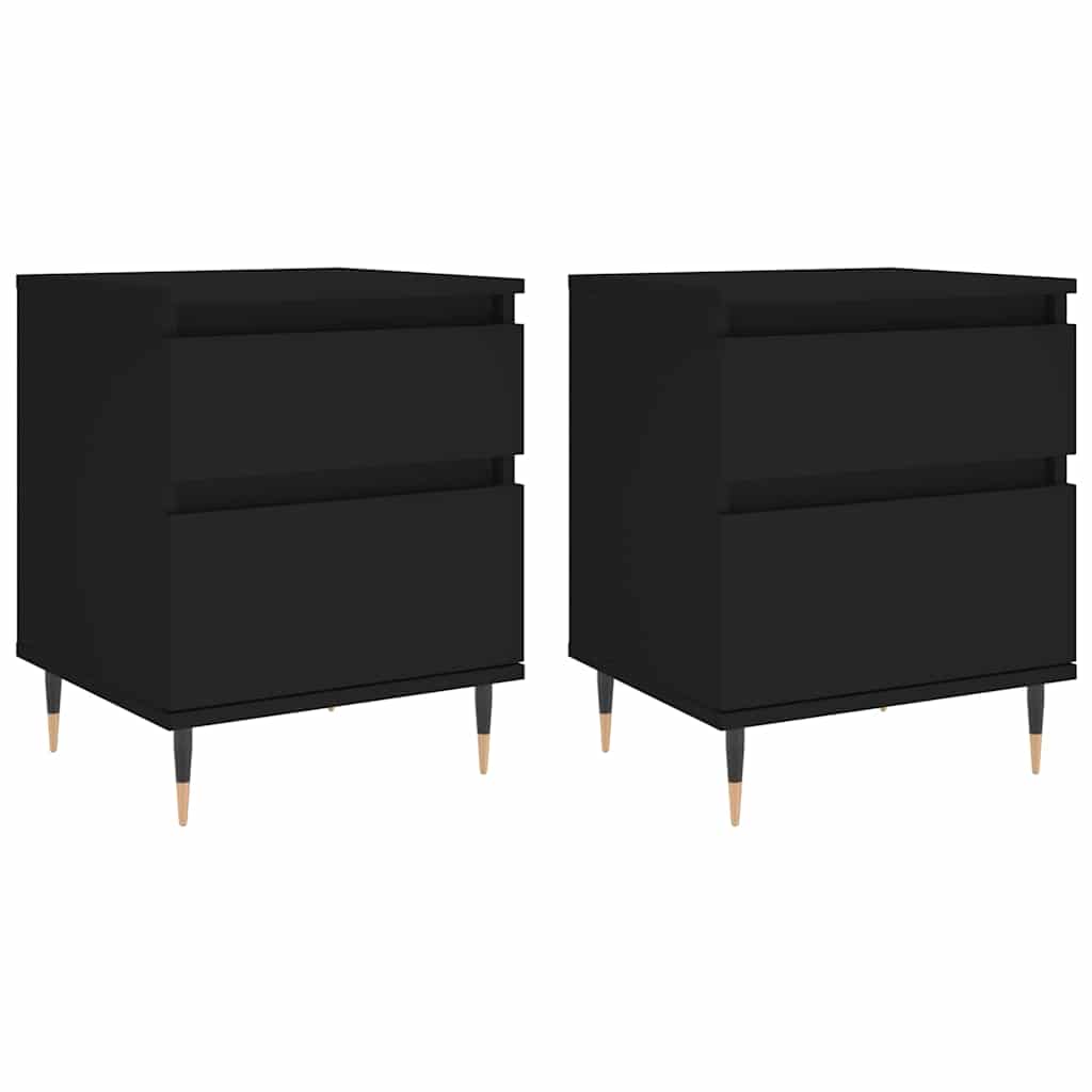 Bedside tables, 2 pcs., black, 40x35x50cm, engineered wood