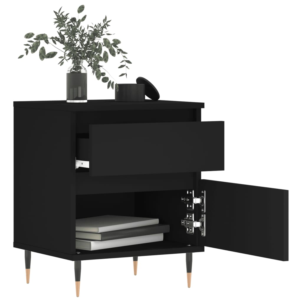 Bedside tables, 2 pcs., black, 40x35x50cm, engineered wood