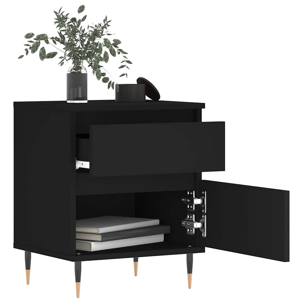 Bedside tables, 2 pcs., black, 40x35x50cm, engineered wood